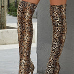 Vintage Snakeskin Brown Over-the-knee Boots