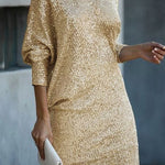 Elegant Sequined Off-shoulder Mini Dress