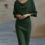 White Draped Batwing Midi Dress
