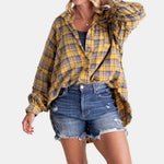 Women's Raw Hem Oversized Check Shirt