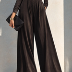 Elegant Chocolate Brown Long Sleeve Wrap Wide Leg Jumpsuit with Waist Detail