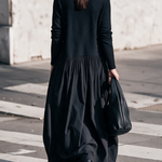 Black High Neck Pocket Detail Oversized Maxi Dress