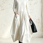 Black High Neck Pocket Detail Oversized Maxi Dress