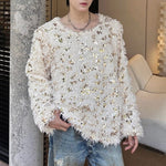 Sequined Crew Neck Pullover Sweater