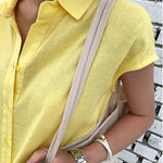Zeagoo Women's Casual Short Sleeve Ruffles Collared Button Down Maxi Dress