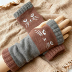 Women's Cat Knitted Fingerless Gloves