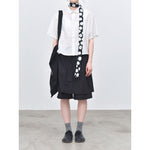 Women's Japanese Minimalist Zigzag Stitch Short Sleeve Shirt