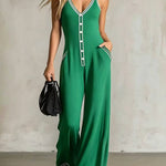 Women's Contrast Strap Wide Leg Jumpsuit