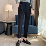 Slim-fit Paris Buckle High-waist Casual Trousers