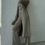 Zeagoo Women's Casual Knitted Three-piece Set Slim Fit Vest with Cardigan and Wide-leg Pants