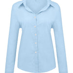 Casual Solid Button Shirt Collar Blouse