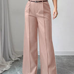 Women's Belted High-Waist Wide Leg Trousers