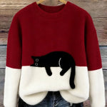 Aileen™ | Elegant Cat Print Oversized Sweater