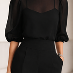 Valentina | Three-Piece Set Comprising a Sheer Camisole and Wide-Leg Pants.