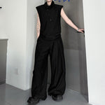 Stand-up Collar Button-decorated Vest Casual Trousers Set
