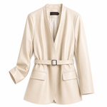 Alessandra Belted Leather Blazer