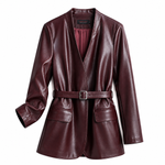 Alessandra Belted Leather Blazer