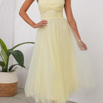 Fairy Vibes Tulle Gathered Detail Halter Maxi Dress