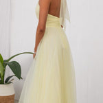 Fairy Vibes Tulle Gathered Detail Halter Maxi Dress