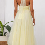 Fairy Vibes Tulle Gathered Detail Halter Maxi Dress