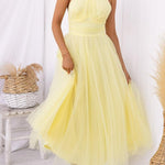 Fairy Vibes Tulle Gathered Detail Halter Maxi Dress