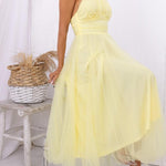 Fairy Vibes Tulle Gathered Detail Halter Maxi Dress