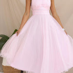 Fairy Vibes Tulle Gathered Detail Halter Maxi Dress