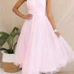 Fairy Vibes Tulle Gathered Detail Halter Maxi Dress