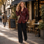 Alessandra Belted Leather Blazer