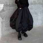 Dark Pleated Loose High Waist Puffy Skirt