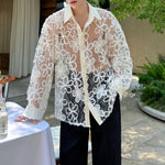 French Hollow Lace Loose Embroidered Shirt