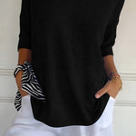 Solid Color Knitted V-neck Top