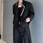 Irregular Button-decorated Suit Jacket Wide-leg Trousers Two-piece Suit
