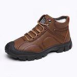 Men’s Brown Leather-Look Casual Ankle Boots