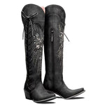 Vintage Embroidered Lace-Up Western Boots