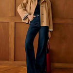 Women's Checked-Lining Short Trench Jacket