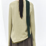 Women's Color-blocked Patchwork Faux Two-piece Pointed Hem Thin Sweater
