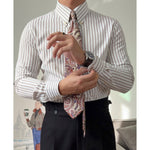 French Business Point Collar Striped Shirt