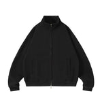 Two-way Zipper Oversized Stand Collar Bomber Jacket