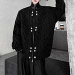 Button Stand Collar Loose Sweater