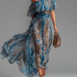Léana™ | Long Leopard Dress with Bare Shoulders