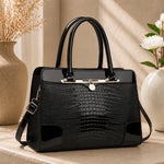 Lucia | Croc-Embossed Satchel Handbag