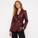Alessandra Belted Leather Blazer