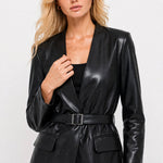 Alessandra Belted Leather Blazer