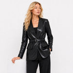 Alessandra Belted Leather Blazer
