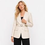 Alessandra Belted Leather Blazer