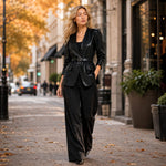 Alessandra Belted Leather Blazer