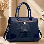 Lucia | Croc-Embossed Satchel Handbag