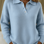 Women's Classic solid-colour turtleneck sweater with button closure