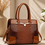 Lucia | Croc-Embossed Satchel Handbag